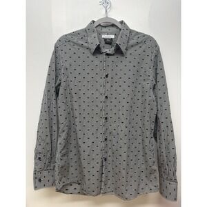 Versace Collection Mens‎ Black Check Cotton Long Sleeve Button  Sz 16.5/42 #52